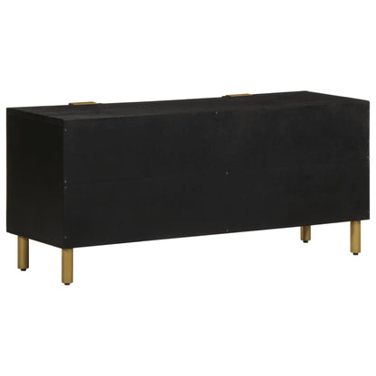 TV Cabinet Black Engineered wood, Solid mango wood, Brass Small