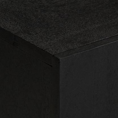TV Cabinet Black Engineered wood, Solid mango wood, Brass Small
