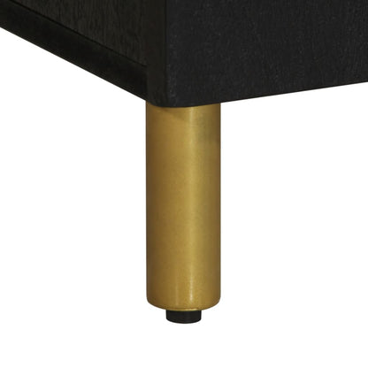 TV Cabinet Black Engineered wood, Solid mango wood, Brass Small
