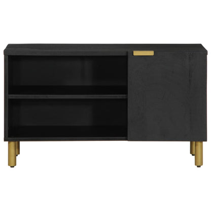 TV Cabinet Black Engineered wood, solid mango wood, brass Small