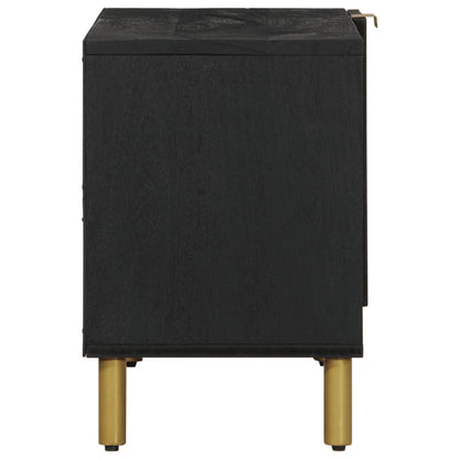 TV Cabinet Black Engineered wood, solid mango wood, brass Small