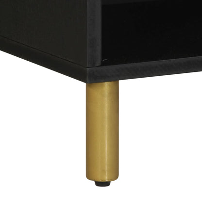 TV Cabinet Black Engineered wood, solid mango wood, brass Small