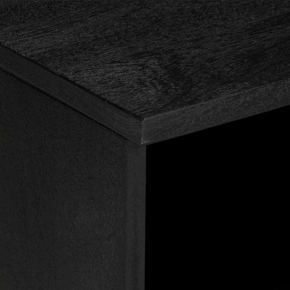 TV Cabinet Black Engineered wood, Solid Mango wood, Brass Small