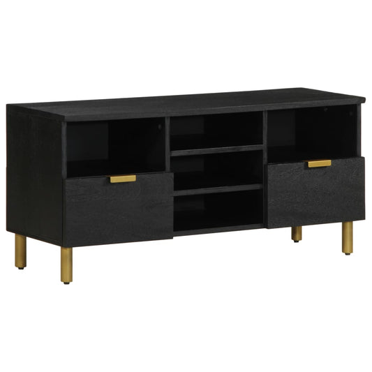 TV Cabinet Black Engineered wood, Solid mango wood, Brass