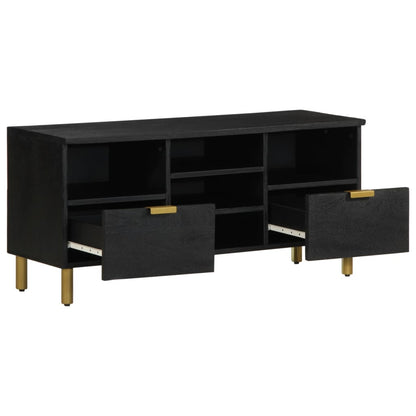 TV Cabinet Black Engineered wood, Solid mango wood, Brass