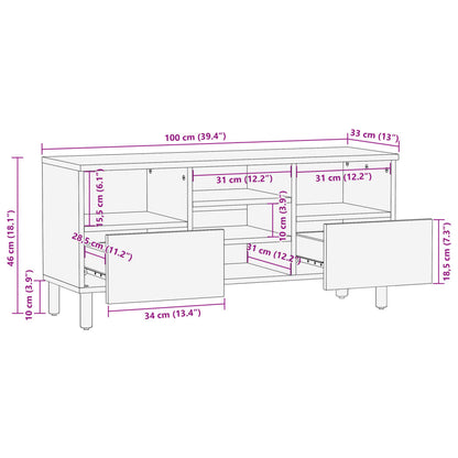 TV Cabinet Black Engineered wood, Solid mango wood, Brass