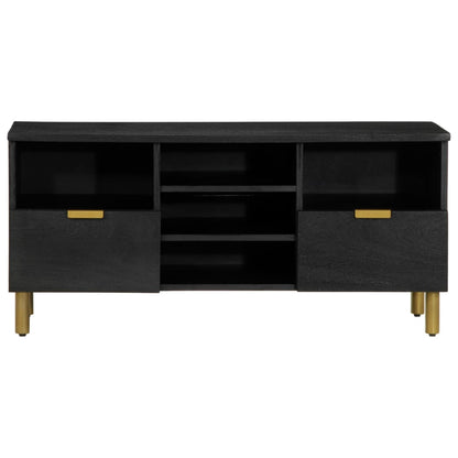 TV Cabinet Black Engineered wood, Solid mango wood, Brass