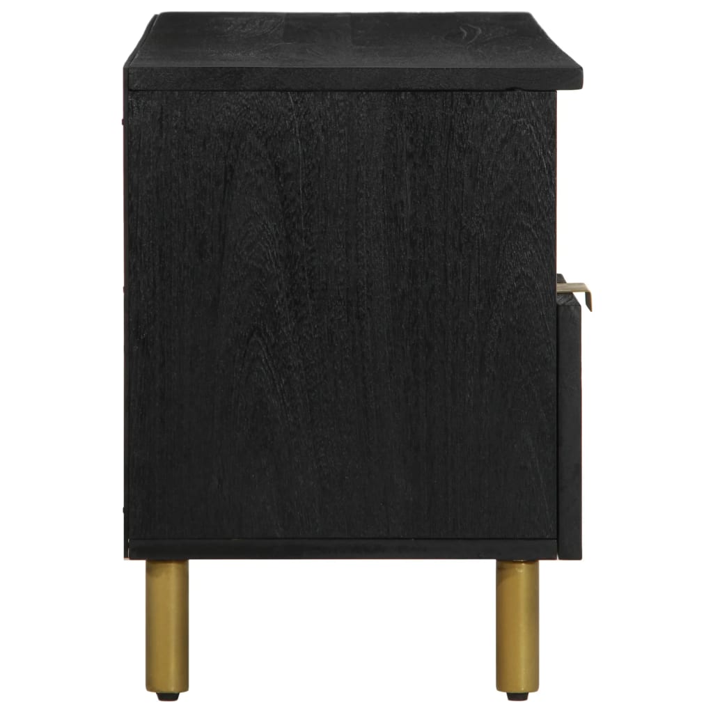 TV Cabinet Black Engineered wood, Solid mango wood, Brass