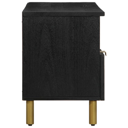 TV Cabinet Black Engineered wood, Solid mango wood, Brass