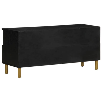 TV Cabinet Black Engineered wood, Solid mango wood, Brass