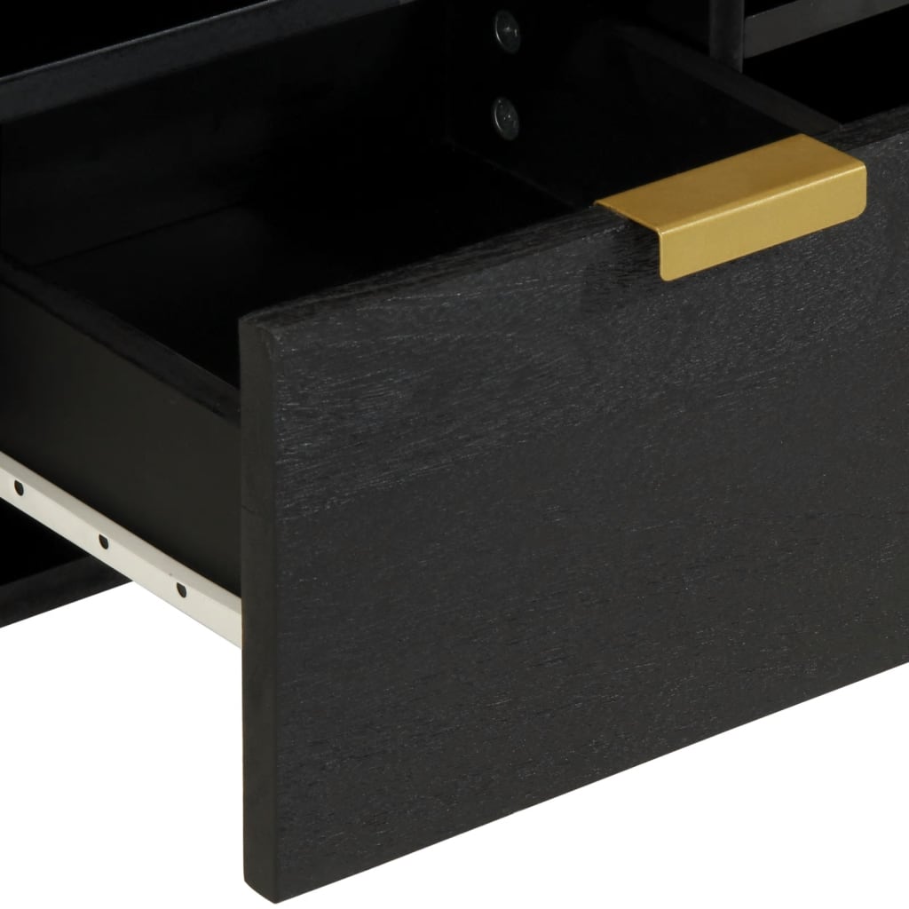 TV Cabinet Black Engineered wood, Solid mango wood, Brass