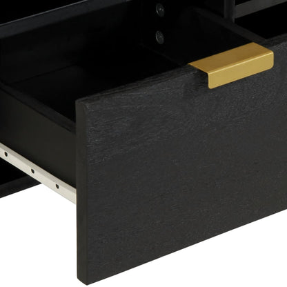 TV Cabinet Black Engineered wood, Solid mango wood, Brass