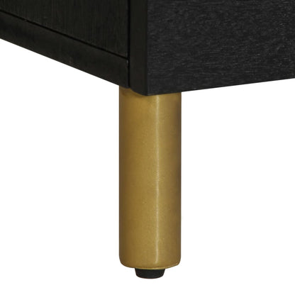 TV Cabinet Black Engineered wood, Solid mango wood, Brass