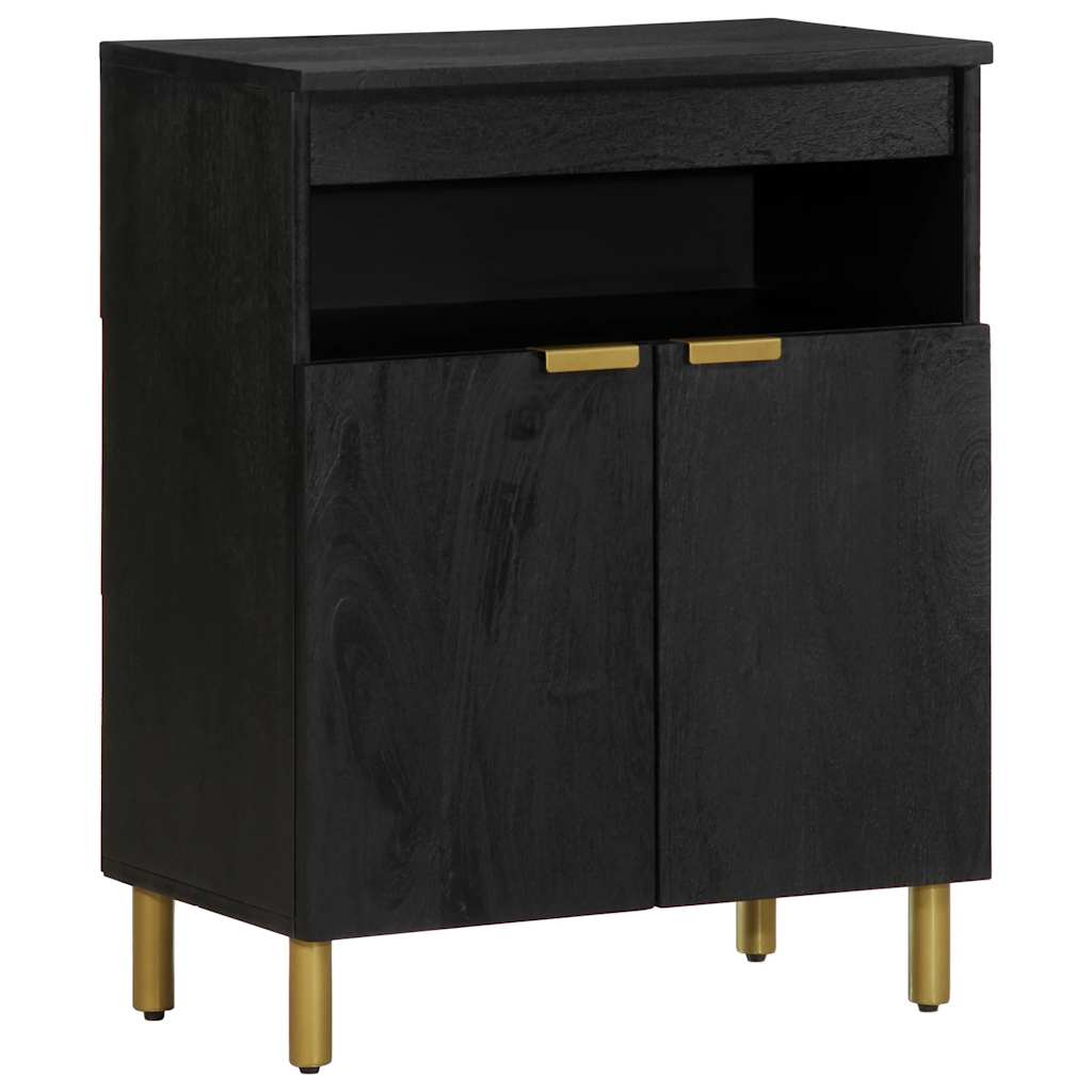 Sideboard Black Engineered wood, solid mango wood, brass