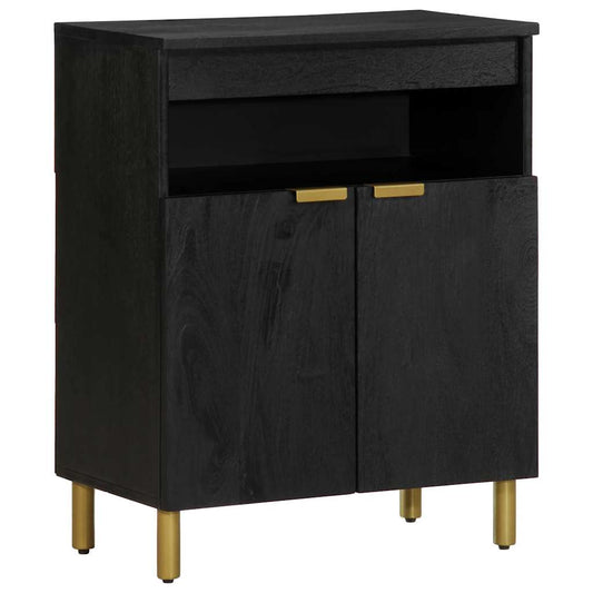Sideboard Black Engineered wood, solid mango wood, brass