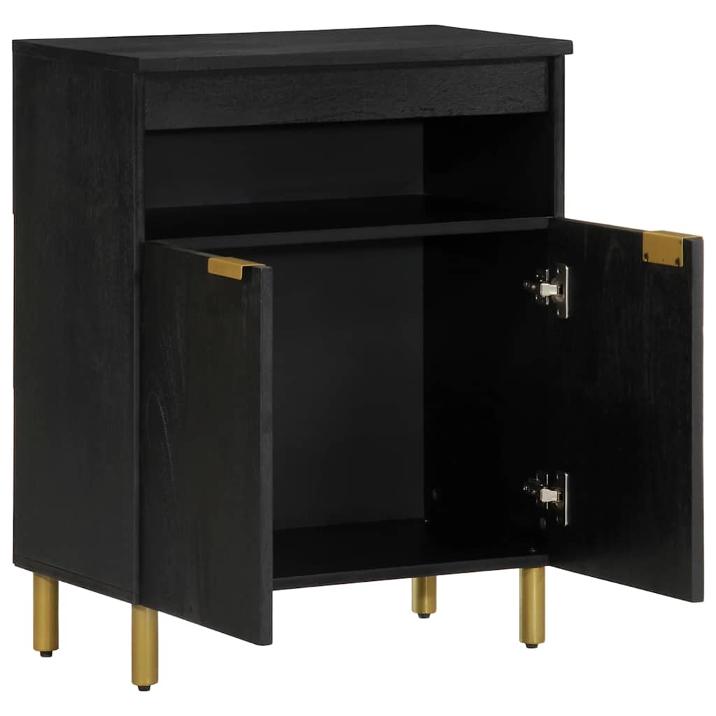 Sideboard Black Engineered wood, solid mango wood, brass