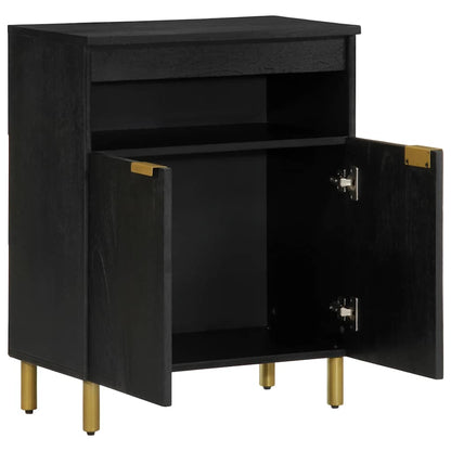Sideboard Black Engineered wood, solid mango wood, brass
