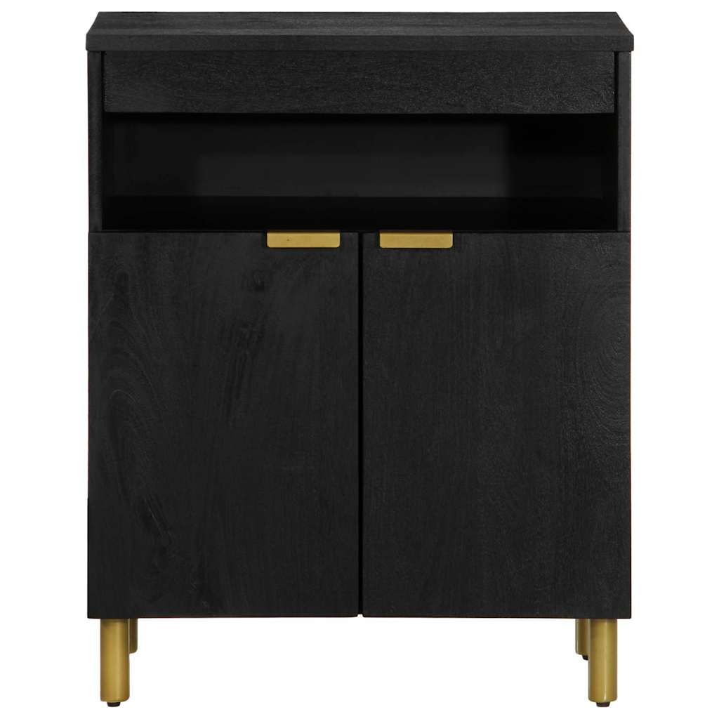 Sideboard Black Engineered wood, solid mango wood, brass