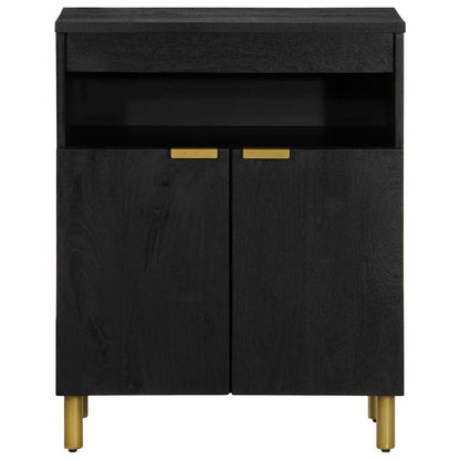 Sideboard Black Engineered wood, solid mango wood, brass