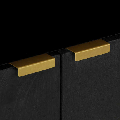 Sideboard Black Engineered wood, solid mango wood, brass