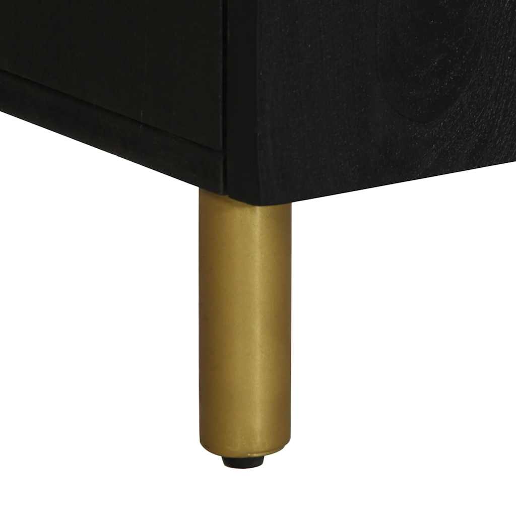 Sideboard Black Engineered wood, solid mango wood, brass