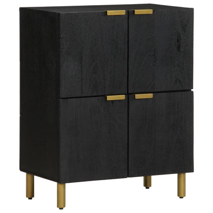Sideboard Black Engineered wood, solid mango wood, brass