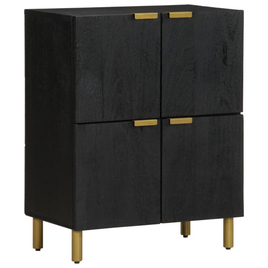 Sideboard Black Engineered wood, solid mango wood, brass