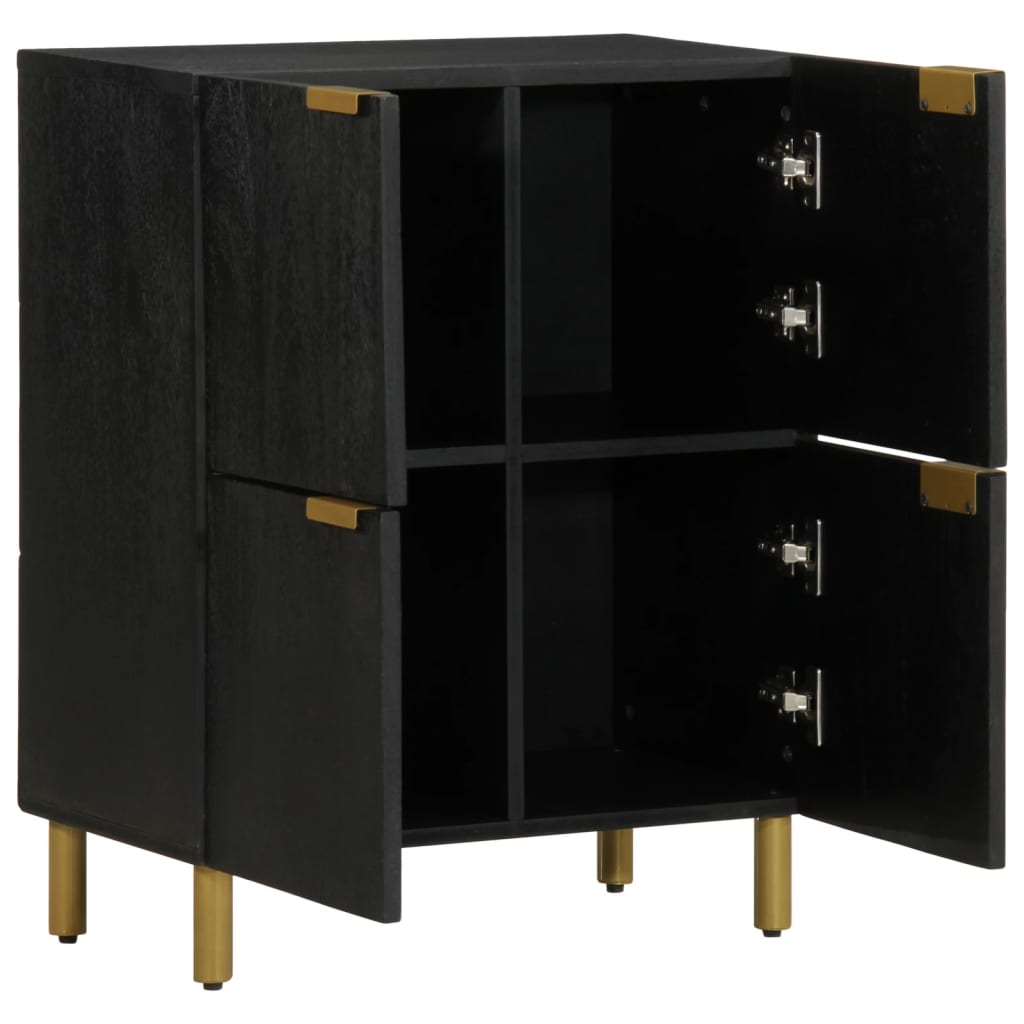 Sideboard Black Engineered wood, solid mango wood, brass