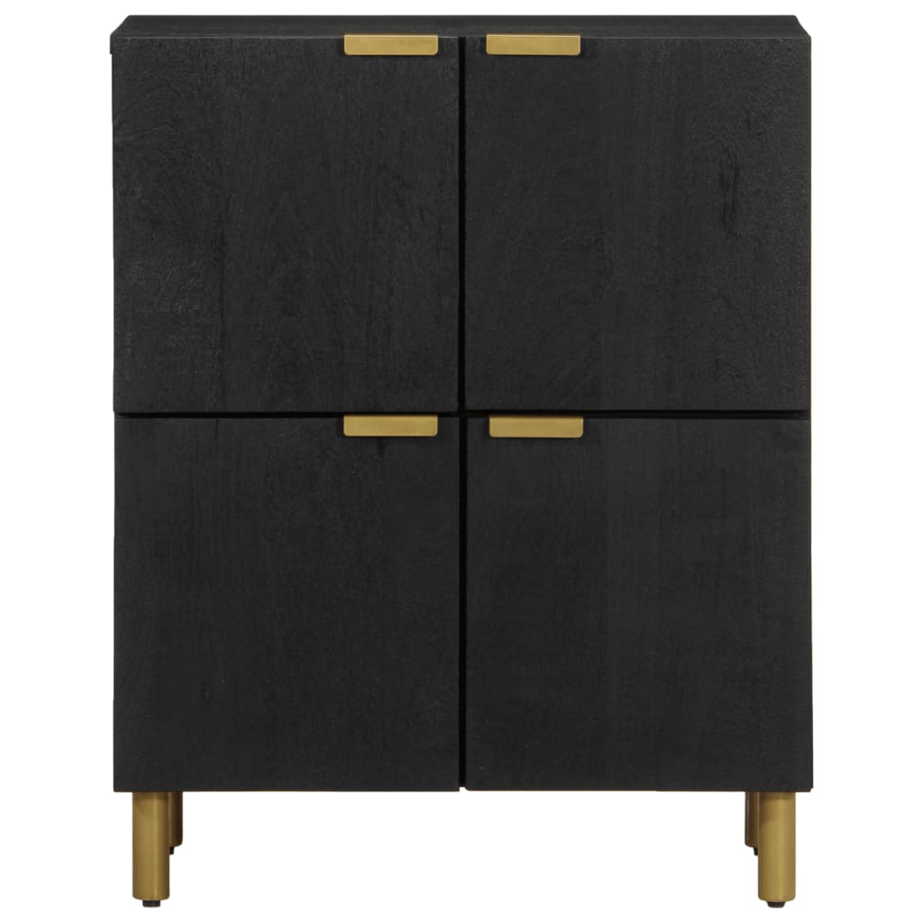 Sideboard Black Engineered wood, solid mango wood, brass