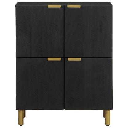 Sideboard Black Engineered wood, solid mango wood, brass