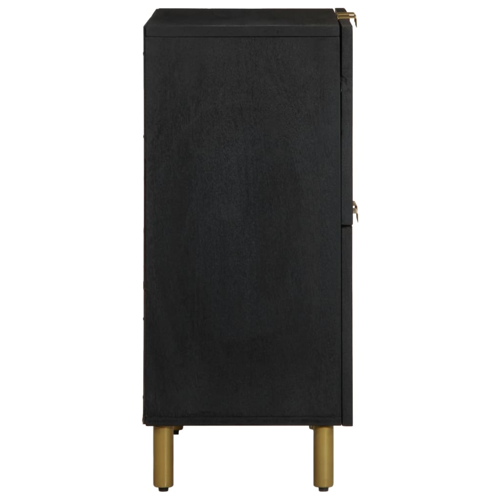 Sideboard Black Engineered wood, solid mango wood, brass