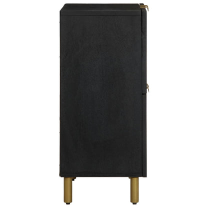 Sideboard Black Engineered wood, solid mango wood, brass