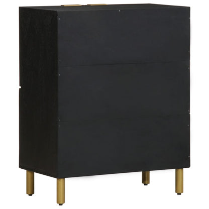 Sideboard Black Engineered wood, solid mango wood, brass