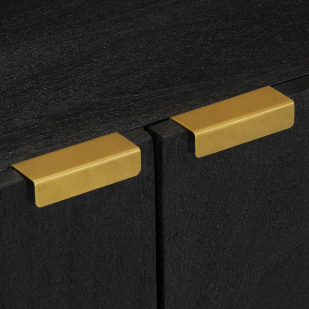 Sideboard Black Engineered wood, solid mango wood, brass