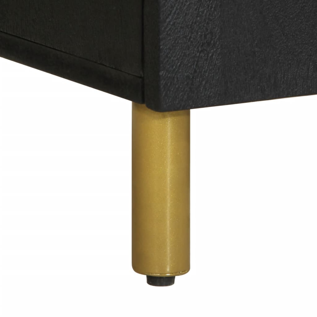 Sideboard Black Engineered wood, solid mango wood, brass