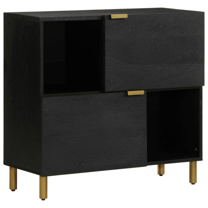 Sideboard Black Engineered wood, solid mango wood, brass