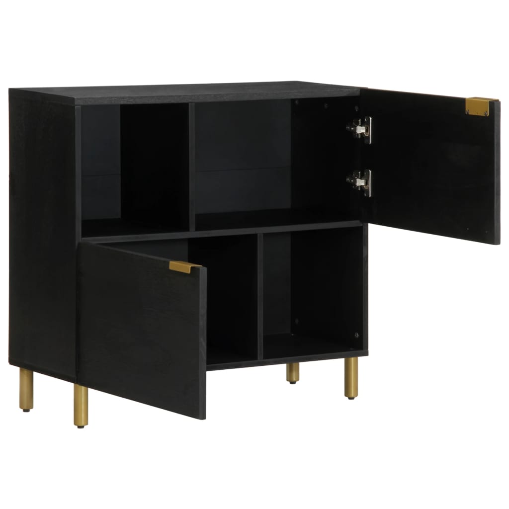 Sideboard Black Engineered wood, solid mango wood, brass
