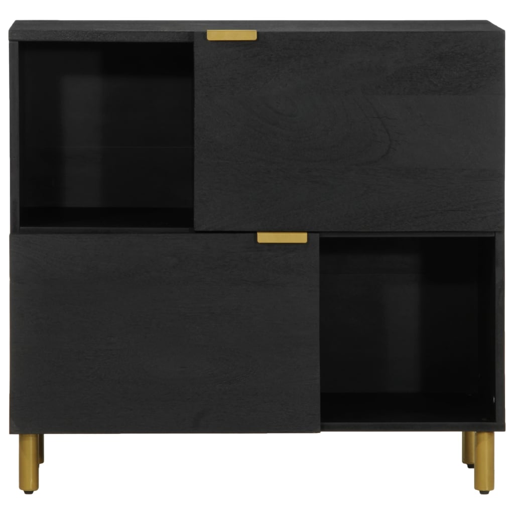 Sideboard Black Engineered wood, solid mango wood, brass
