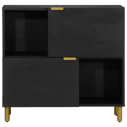 Sideboard Black Engineered wood, solid mango wood, brass