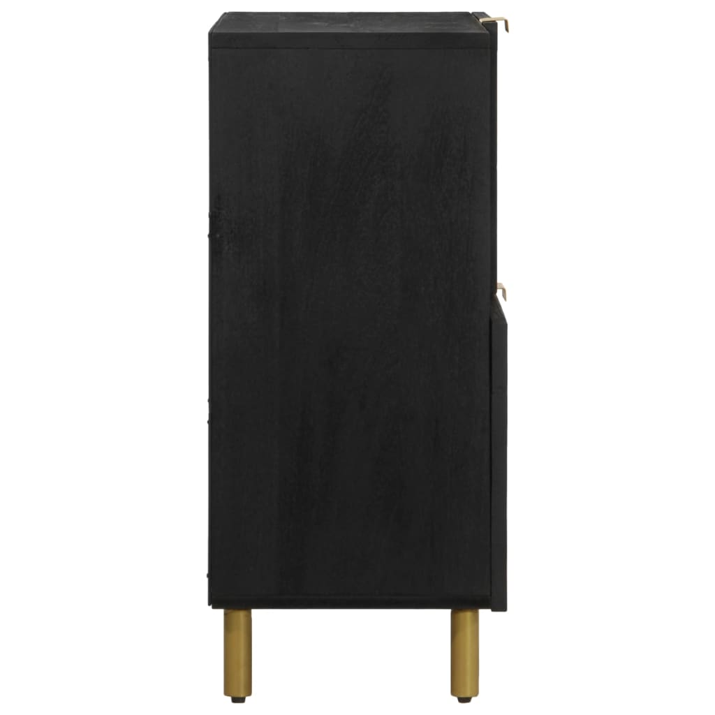 Sideboard Black Engineered wood, solid mango wood, brass