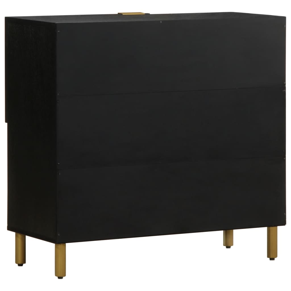 Sideboard Black Engineered wood, solid mango wood, brass