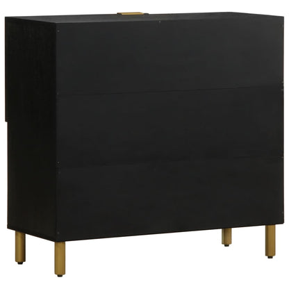 Sideboard Black Engineered wood, solid mango wood, brass