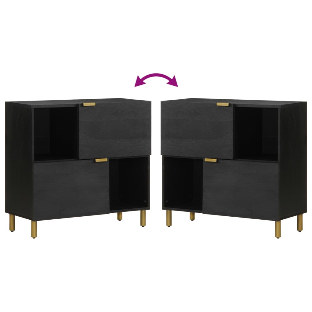 Sideboard Black Engineered wood, solid mango wood, brass