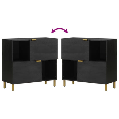 Sideboard Black Engineered wood, solid mango wood, brass