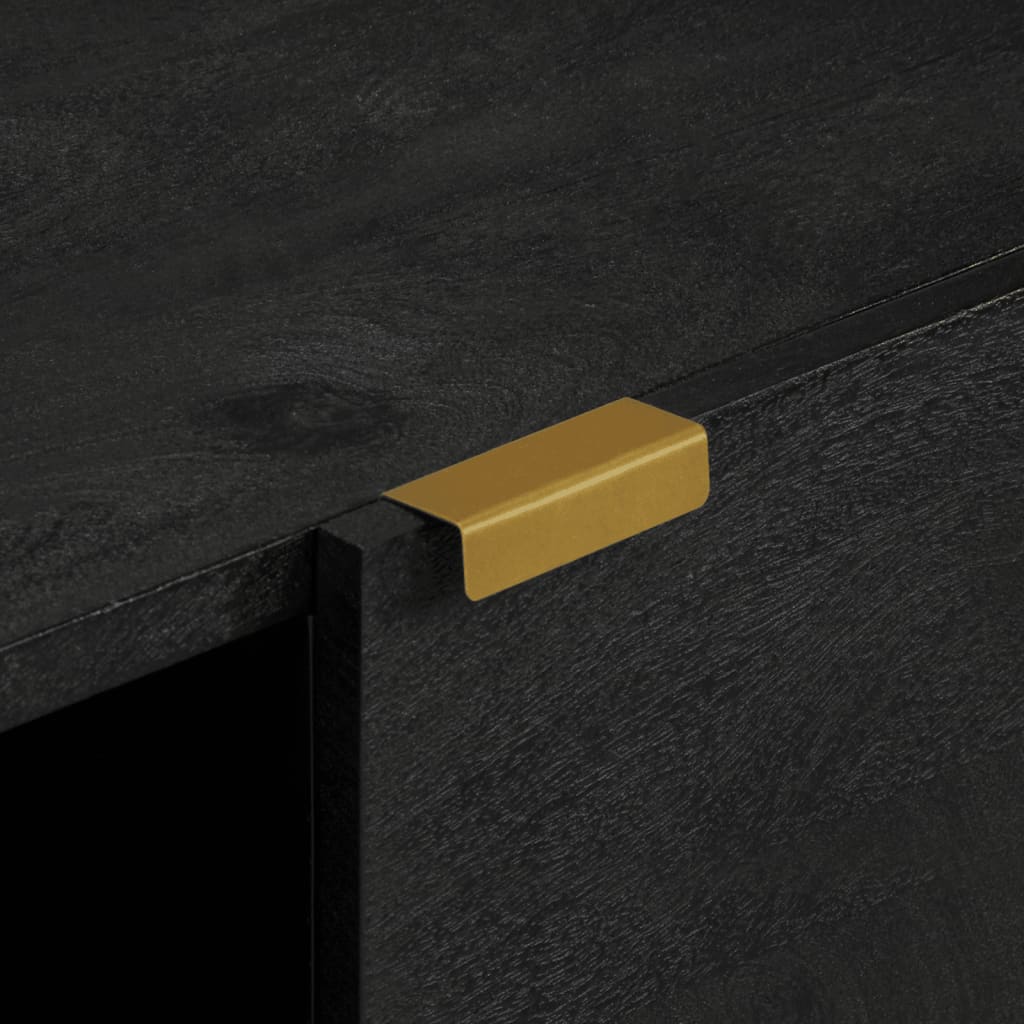 Sideboard Black Engineered wood, solid mango wood, brass