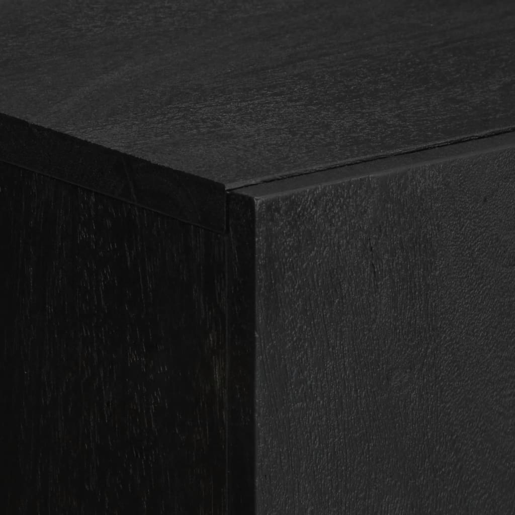 Highboard Black Engineered wood, Solid mango wood, Brass Compact