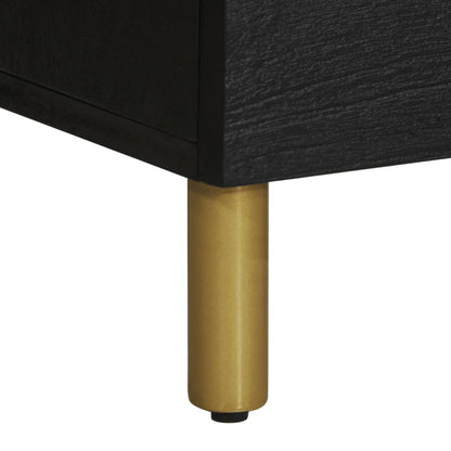 Highboard Black Engineered wood, Solid mango wood, Brass Compact
