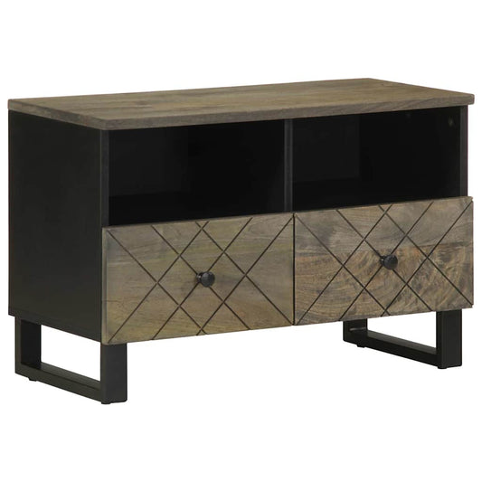 TV Cabinet Black Solid mango wood with grey finish, metal Medium
