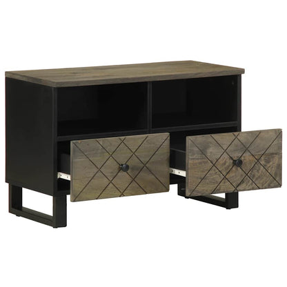 TV Cabinet Black Solid mango wood with grey finish, metal Medium