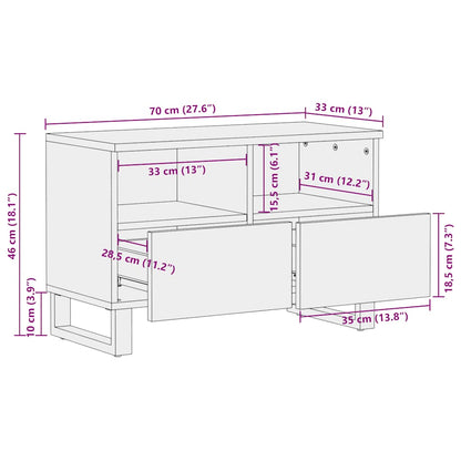 TV Cabinet Black Solid mango wood with grey finish, metal Medium